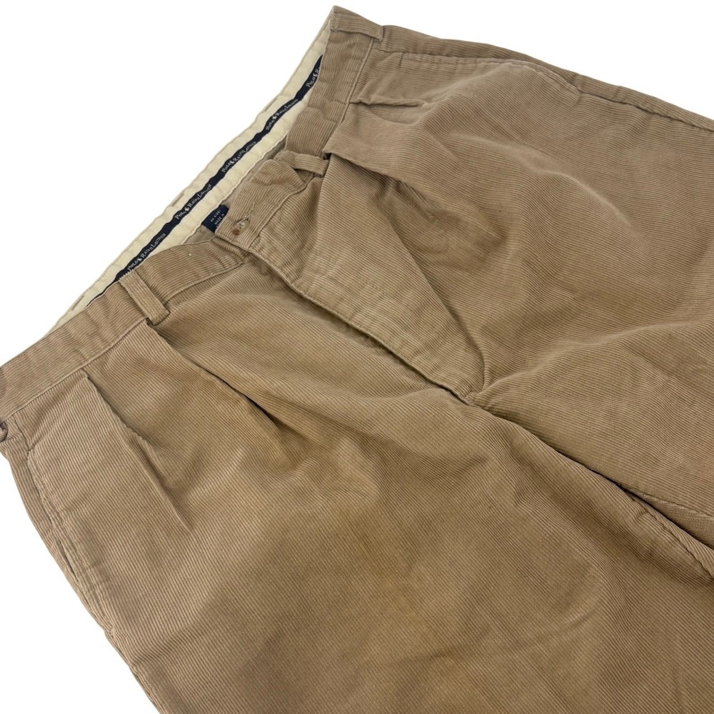 Polo Ralph Lauren Pants Mens 38x30 Corduroy Tan Pleated Front RN 41381 Brown